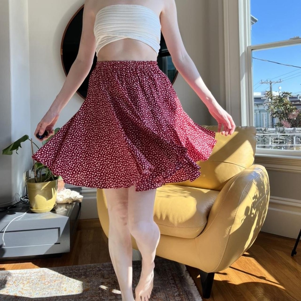 Anthropologie Ranna Gill ditsy abstract print flounce skirt, size XS